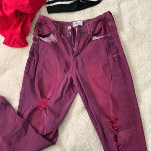 maroon jeans